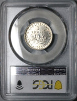 1920 PCGS MS 65 France 1 Franc Sower Silver Mint State Last Year Coin (23070203C)