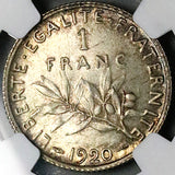 1920 NGC MS 65 France 1 Franc Sower Mint State Last Year Silver Coin (26022102C)