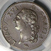1791-A PCGS MS 62 France Sol Louis XVI Paris Mint Royal Copper Coin POP 1/1 (25072403C)