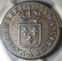 1791-A PCGS MS 62 France Sol Louis XVI Paris Mint Royal Copper Coin POP 1/1 (25072403C)