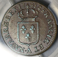1791-A PCGS MS 62 France Sol Louis XVI Paris Mint Royal Copper Coin POP 1/1 (25072403C)