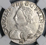 1565-M NGC AU 55 France Charles IX Teston Toulouse Silver Coin POP 1/0 (23100301C)