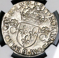 1565-M NGC AU 55 France Charles IX Teston Toulouse Silver Coin POP 1/0 (23100301C)