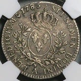 1785/4-A NGC XF 45 France 24 Sols Louis XVI 1/5 Ecu Rare Paris Silver Coin POP 1/0 (25111902C)