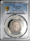 1803-H NGC F 15 France 2 Francs Napoleon I Rare An 12 La Rochelle Mint 12k Silver Coin (26031201C)