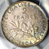 1904 PCGS MS 63 France 2 Francs Semeuse Sower Paris Mint Silver Coin (24112802C)