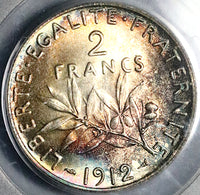 1912 PCGS MS 64 France 2 Francs Semeuse Sower Silver Coin POP 6/1 (24040903C)