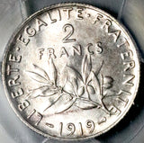 1919 PCGS MS 63 France 2 Francs Semeuse Sower Paris Mint Silver Coin (26041601C)