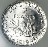 1919 NGC MS 67 France 2 Francs Semeuse Sower Silver Coin POP 3/0 (21101706D)