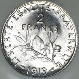 1919 NGC MS 67 France 2 Francs Semeuse Sower Silver Coin POP 3/0 (21101706D)