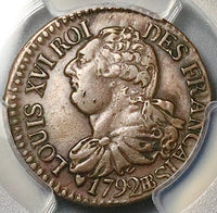 1792-BB PCGS XF 40 France 3 Deniers Louis XVI Strasbourg Coin POP 1/3 (25070701C)