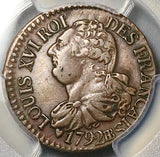 1792-BB PCGS XF 40 France 3 Deniers Louis XVI Strasbourg Coin POP 1/3 (25070701C)