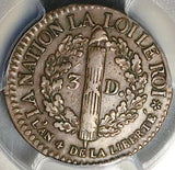 1792-BB PCGS XF 40 France 3 Deniers Louis XVI Strasbourg Coin POP 1/3 (25070701C)