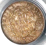 1857-A PCGS MS 64 France 50 Centimes Napoleon III Silver Coin POP 3/2 (26012302C)