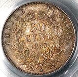 1857-A PCGS MS 64 France 50 Centimes Napoleon III Silver Coin POP 3/2 (26012302C)