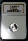 1919 NGC MS 67 France 50 Centimes Sower Semeuse Paris Mint Silver Coin (26032601C)