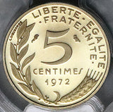 1972 PCGS SP 68 France 5 Centimes Piefort Specimen Paris Silver Mintage 150 Coin (25060103C)