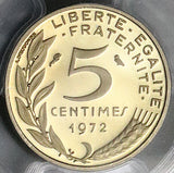 1972 PCGS SP 68 France 5 Centimes Piefort Specimen Paris Silver Mintage 150 Coin (25060103C)