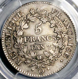 1798 PCGS XF 45 France 5 francs An 7-Q Perpignan Mint Directory Silver Coin POP 2/1 (26050405C)