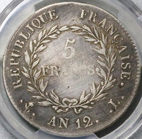 1803-L PCGS VF France Napoleon 5 Francs An 12 Consulat Bayonne Silver Coin (25081801C)