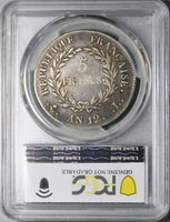 1803-L PCGS VF France Napoleon 5 Francs An 12 Consulat Bayonne Silver Coin (25081801C)