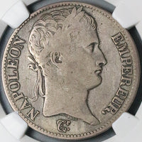 1811-MA NGC F 12 France 5 Francs Napoleon I Marseille Scarce Mint Silver Coin (23091702C)