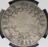 1811-MA NGC F 12 France 5 Francs Napoleon I Marseille Scarce Mint Silver Coin (23091702C)