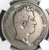 1830-A NGC F 12 France 5 Francs Missing I Raised Louis Philippe Silver Coin (25111301C)