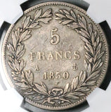 1830-A NGC F 12 France 5 Francs Missing I Raised Louis Philippe Silver Coin (25111301C)