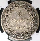 1830-A NGC F 12 France 5 Francs Missing I Raised Louis Philippe Silver Coin (25111301C)