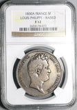 1830-A NGC F 12 France 5 Francs Missing I Raised Louis Philippe Silver Coin (25111301C)