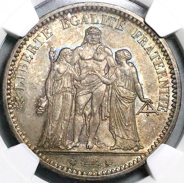 1872-A NGC MS 64 France Silver 5 Francs Hercules Rare Silver Coin (25111404C)