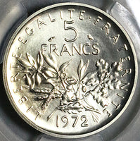 1972 PCGS SP 69 France 5 Francs Piefort Specimen Rare COA Silver Coin POP 1/0 (25090103C)