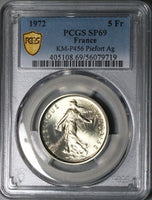 1972 PCGS SP 69 France 5 Francs Piefort Specimen Rare COA Silver Coin POP 1/0 (25090103C)