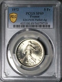 1972 PCGS SP 69 France 5 Francs Piefort Specimen Rare COA Silver Coin POP 1/0 (25090103C)
