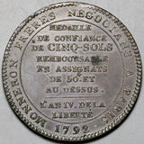 1792 France Monneron Freres 5 Sols Soho Mint AU Dupré Oath Scene Coin (26071410R)