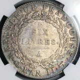 1793-A NGC XF 40 France 6 Livres L'an II Paris Convention Crown Silver Coin (26022702C)
