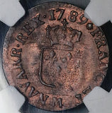 1789-M NGC MS 63 France Louis XVI Liard Toulouse Mint State RB Coin (25111401C)