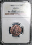 1789-M NGC MS 63 France Louis XVI Liard Toulouse Mint State RB Coin (25111401C)