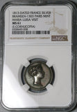 1813 NGC MS 61 France Marie Louise Paris Mint Visit Silver Medal Napoleon Bonaparte (23081901C)