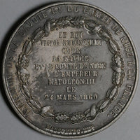 1860 France Napoleon III Annexation Savoy Nice XF Silver Medal 51mm 53g (25060101R)