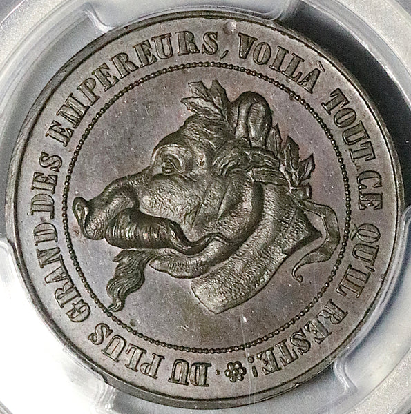 1870 PCGS MS 63 France Napoleon III Pig Vampire Satire Rare 10 Centimes POP 2/0 (25111901C)