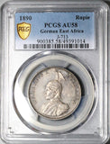 1890 PCGS AU 58 German East Africa 1 Rupie Lion Palm Tree Silver Coin (24052002D)
