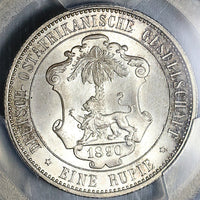 1890 PCGS MS 65 German East Africa 1 Rupie Mint State Lion Silver Coin (24022202C)