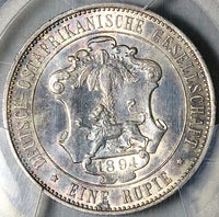1894 PCGS AU 55 German East Africa 1 Rupie Rare Lion Silver Coin 48K POP 3/0 (25082001C)