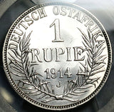 1914-J PCGS MS 61 German East Africa 1 Rupie Rare Hamburg Mint Silver Coin (25101804C)