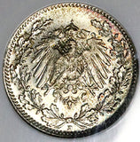 1916-D NGC MS 67 Germany 1/2 Mark Munich Mint Kaiser Reich Gem Silver Coin (25062802C)