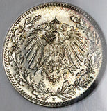 1916-D NGC MS 67 Germany 1/2 Mark Munich Mint Kaiser Reich Gem Silver Coin (25062802C)
