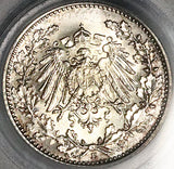 1916-E PCGS MS 65 Germany Silver 1/2 Mark Gem Muldenhutten Mint Coin (25112402C)