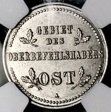 1916-A NGC MS 63 Germany 1 Kopek Military Occupation OST Baltic Coin (26071803C)